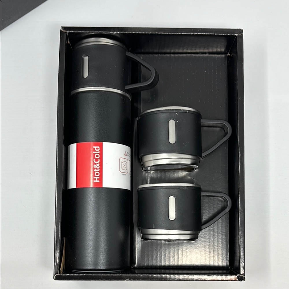 Vacuum Flask Thermos Set with Mugs